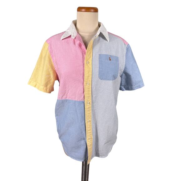 Polo Ralph Lauren Youth Teen Size XL Color Block Striped Short Sleeve Polo Shirt - Picture 1 of 11